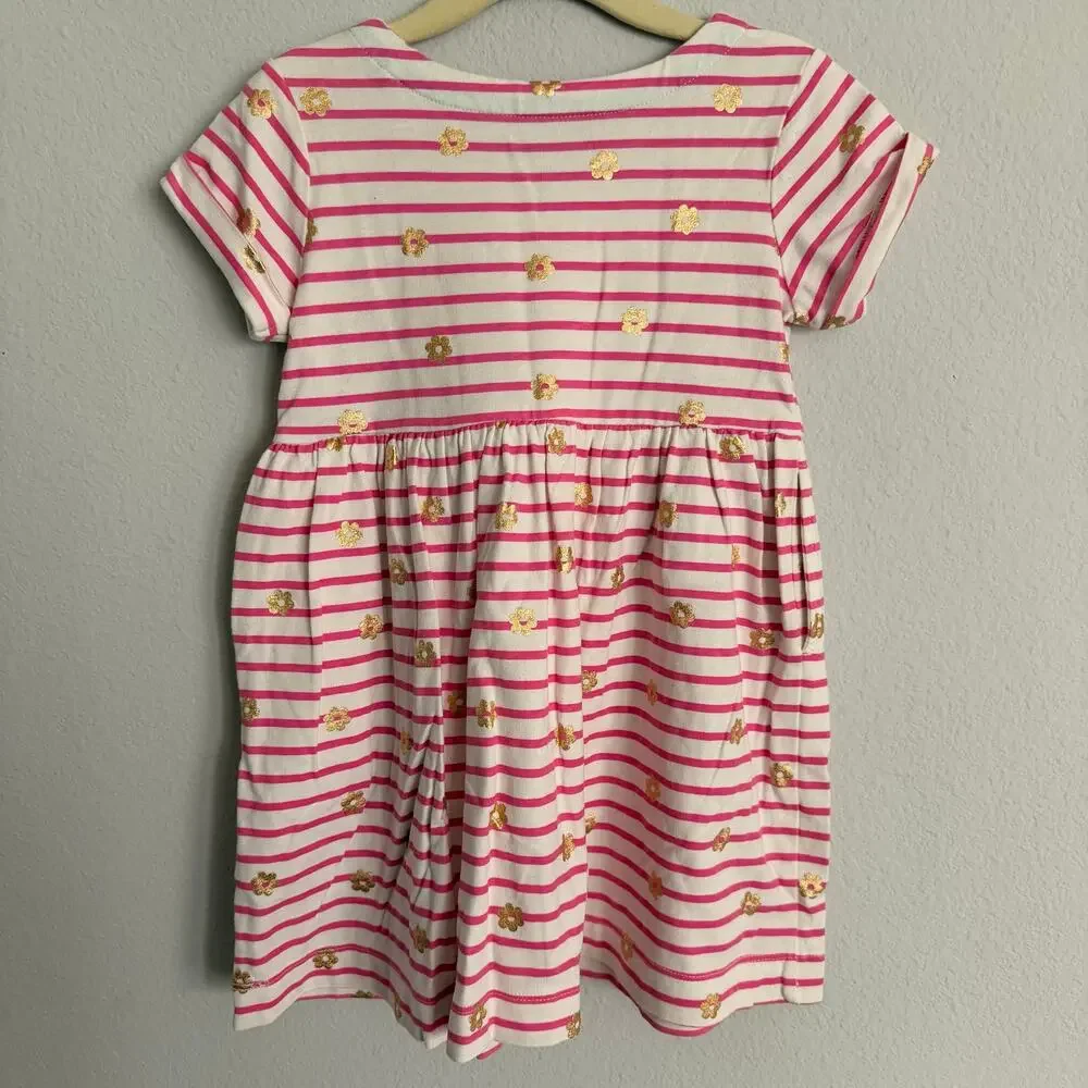 Mini Boden Pink Stripe Girls Dress 3-4